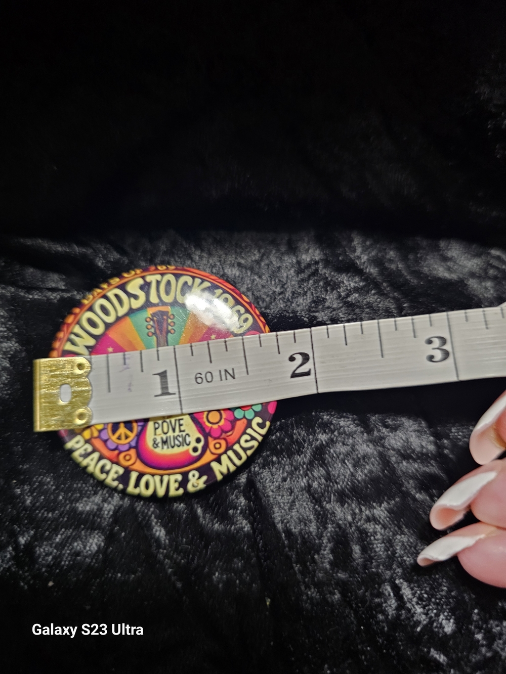 Woodstock 1969 Peace, Love & Music Round Brooch - Multicolor - Picture 4 of 5